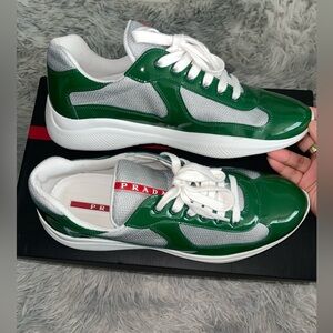 Patent leather and technical fabric Prada America's Cup sneakers